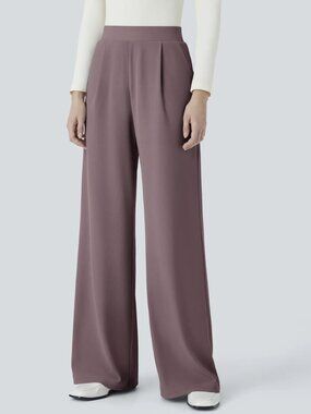 Halara Flex High Waisted Wide Leg Micro Waffle Work Pants, Petite XS